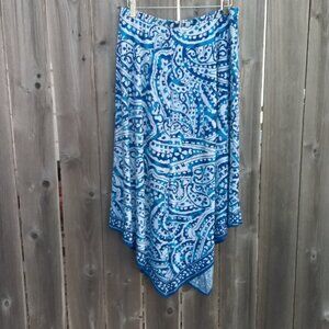 Chico's Skirt Elastic Waist Paisley Print Blue Knit Size2=Large